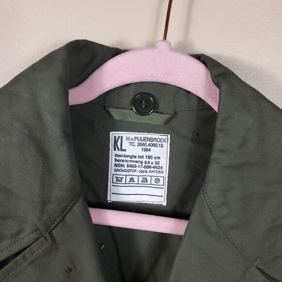 Vintage 1984 KL Army Surplus Green Cotton Utility Jacket Size S - Picture 2 of 12